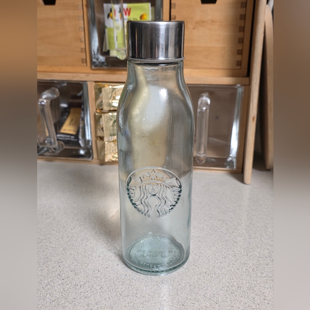 Starbucks Glass Water Bottle with Silver Cap